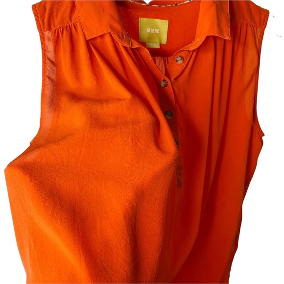 Maeve Anthropologie Orange Sleeveless Tunic Peasant Blouse Top Small - Picture 6 of 8